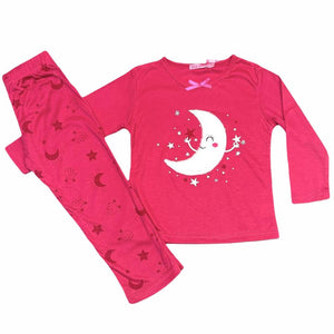 Girls moon star glitter long warm pyjamas