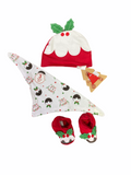 Baby Christmas hat bib & booties set