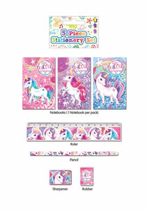 5 Pack Unicorn Stationery Set